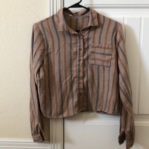 Long Sleeve Cropped Button Up Shirt
